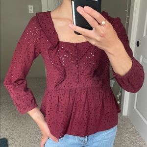 Madewell eyelet ruffle blouse